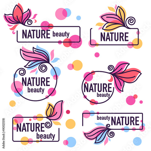 vector collection of doodle flowers emblems frames and logo