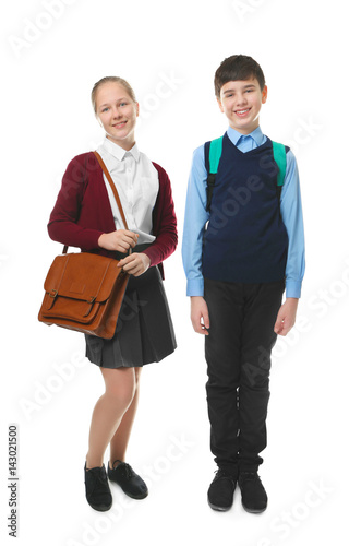 Cute boy and girl in school...