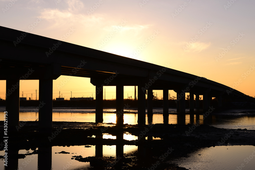 The silhouette of the bridge