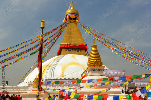 Boudhanath temple ( stupa ) after renovation, the temple was damaged by earthquake in 2015 in Kathmandu,Nepal