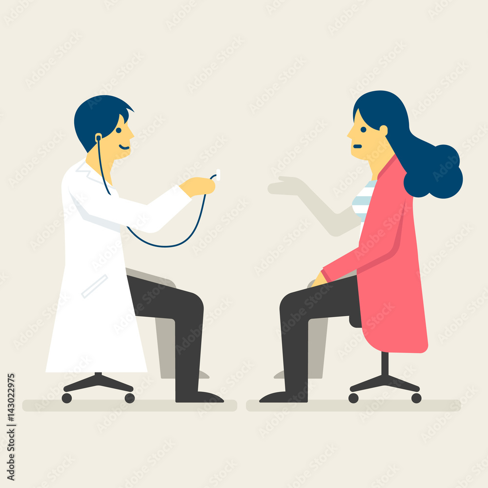 Doctor checking a woman health, Medical concept illustration Doctor checking a woman health, Medical concept illustration