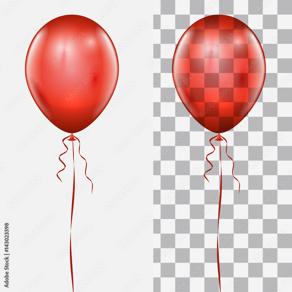 Single realistic red balloon with the string. Stock Vector | Adobe Stock