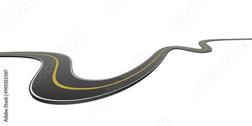 Abstract wavy asphalt road going from side to side