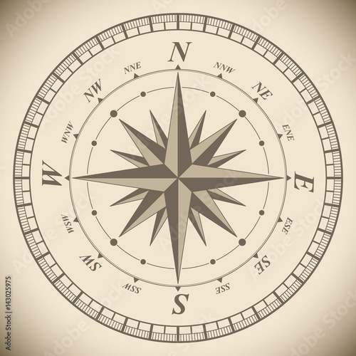 Vintage compass wind rose vector template.