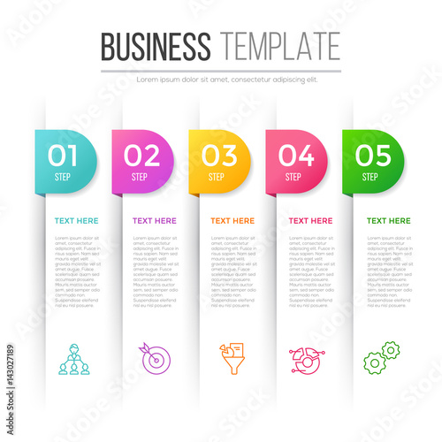 Infographic template for five options, steps or processes. Perfect for workflow layout, annual report, business concept