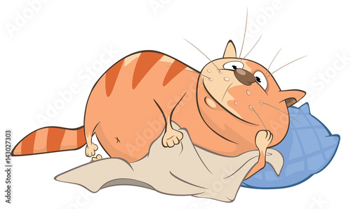 Illustration of a Cute Cat. Cartoon Character