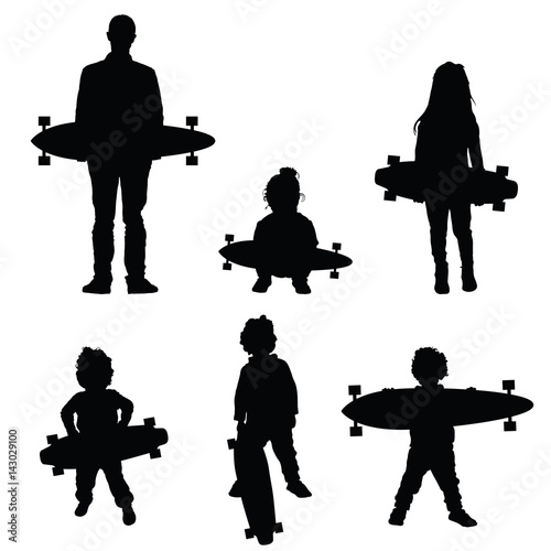 people holding skateboard vector silhouette