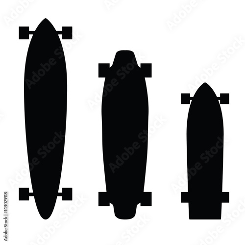 skateboard and longboard vector silhouette