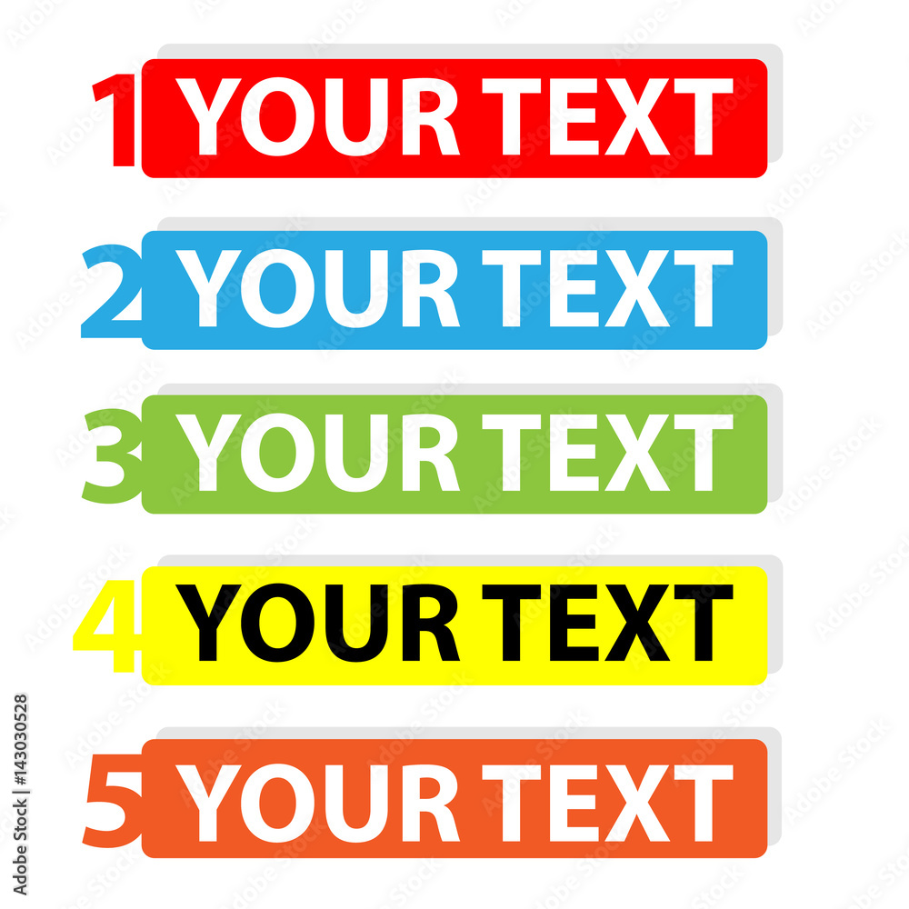 Color labels with number on white background Color labels with number on white background