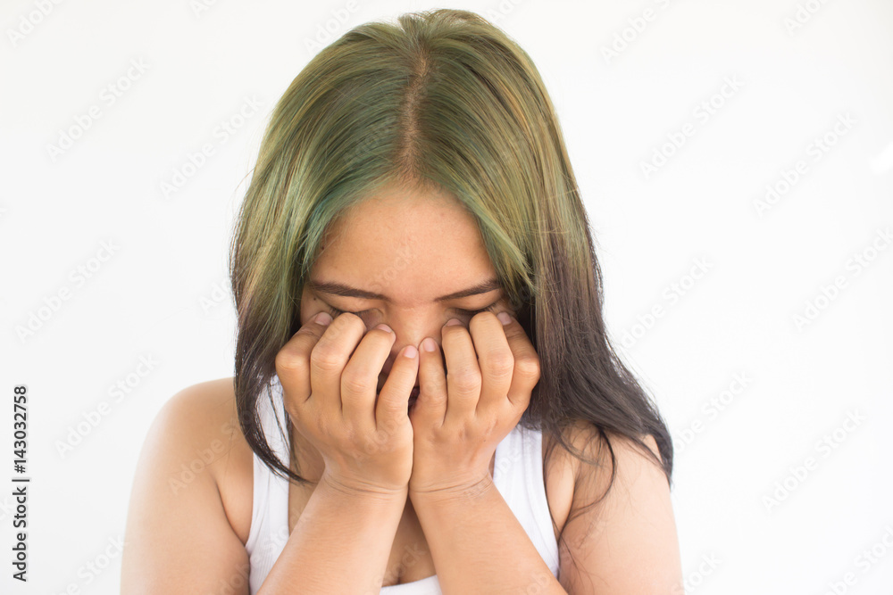 Sad or stress woman,Woman healthcare concept and ideas Sad or stress woman,Woman healthcare concept and ideas