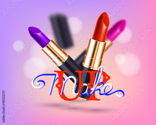Makeup red lipstick advertising
