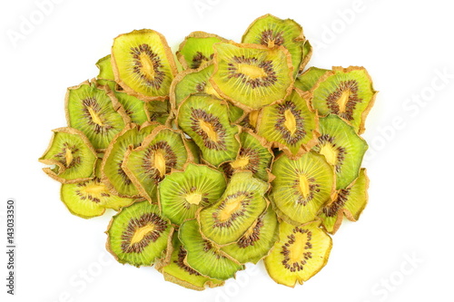 dried slices of kiwi fruits isolated on a white background