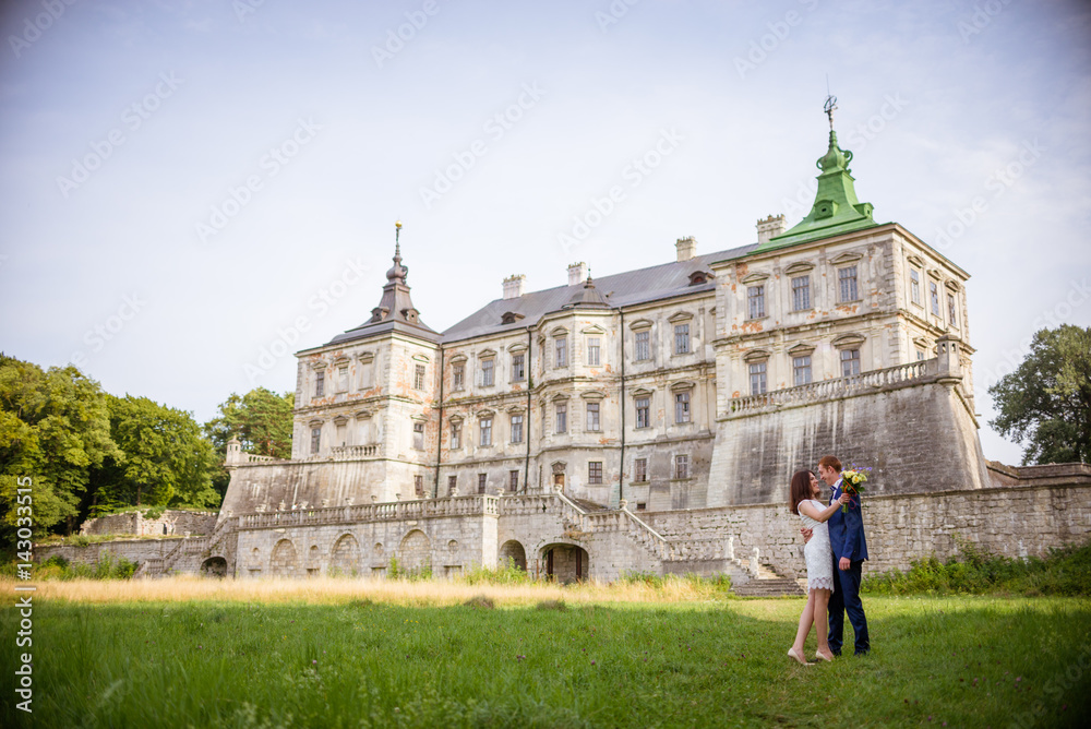 wedding couple in castle