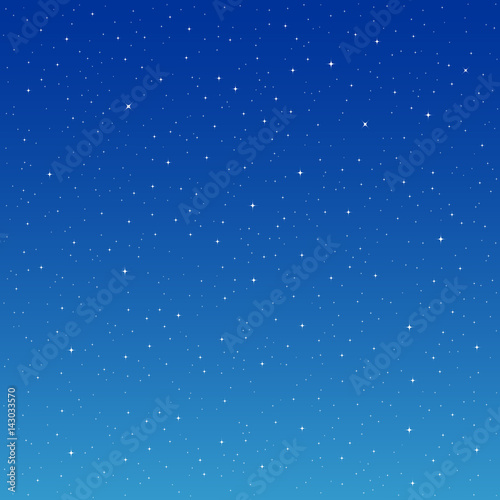 Stars on Blue Background. Vector Illustration of a Starry Sky.
