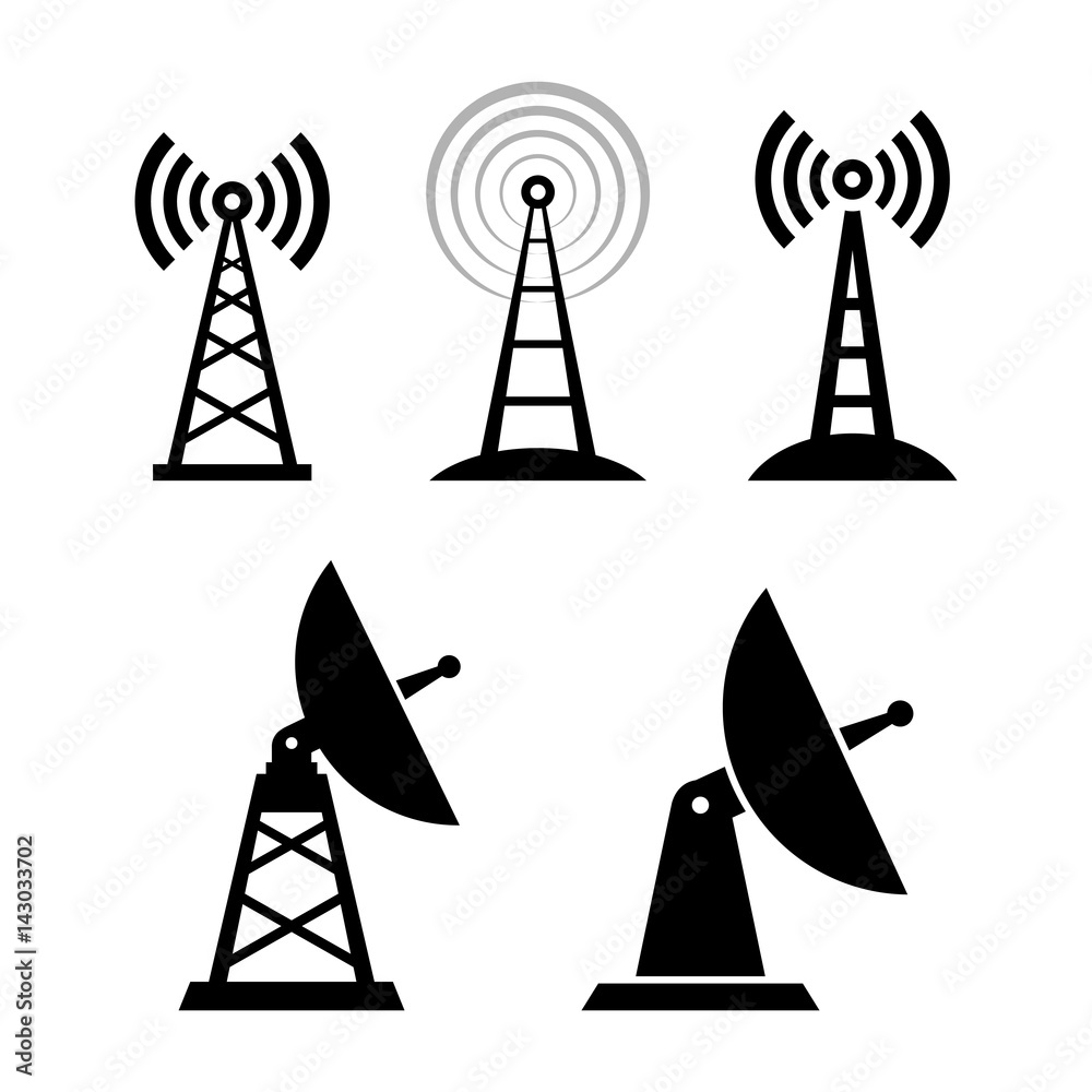 Antenna vector icons on white background Antenna vector icons on white background