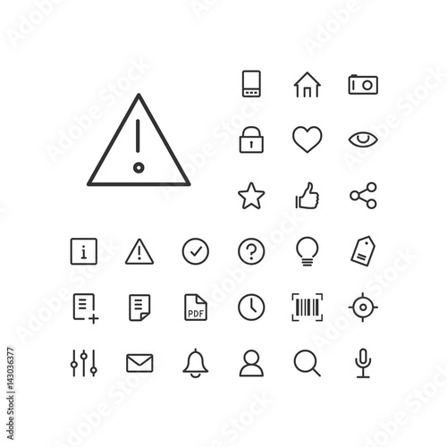 Alert icon in set on the white background. Universal linear icons to use in web and mobile app.