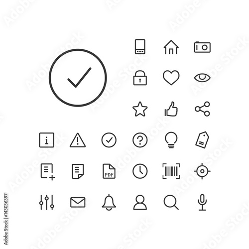 Success icon in set on the white background. Universal linear icons to use in web and mobile app.