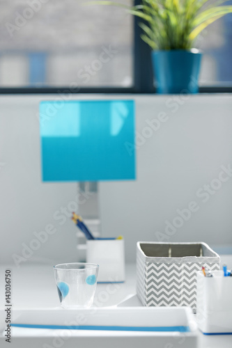 Modern blue office desk