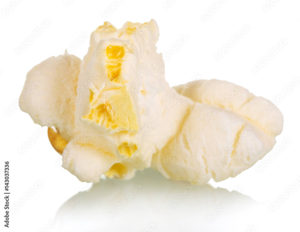 Macro tasty popcorn isolated on white. Macro tasty popcorn isolated on white.