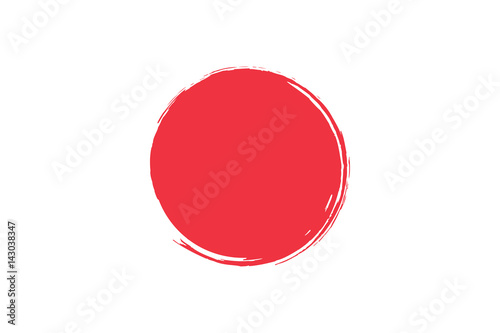 Flag of Japan with grunge effect. Japanese flag painted with ink. Red sun. Vector illustration photo