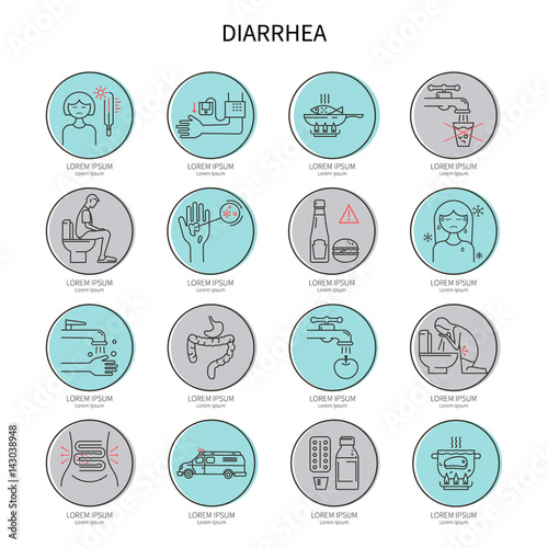 Diarrhea icon set
