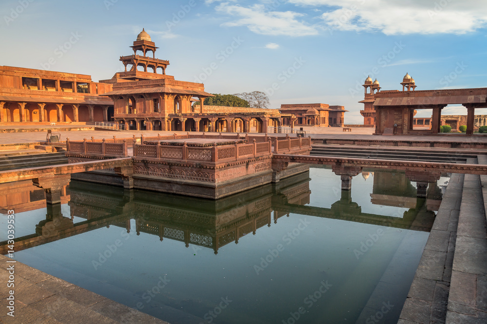 Fatehpur Sikri anup talao red sandstone architecture - A UNESCO World heritage site at Agra, India. Fatehpur Sikri anup talao red sandstone architecture - A UNESCO World heritage site at Agra, India.