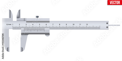 The Vernier caliper and scale. Measuring tool and wquipment. Editable Vector Illustration isolated on white background. photo