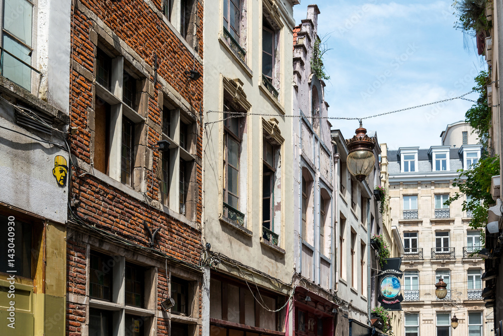 BRUSSELS, BELGIUM - June 16, 2016. Street view of Buildings around city night, one of the most popular tourist destinations in brussel, Belgium.