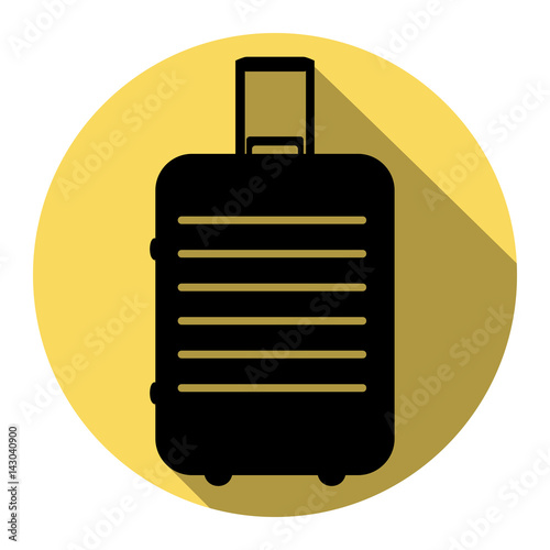 Baggage sign illustration. Vector. Flat black icon with flat shadow on royal yellow circle with white background. Isolated.