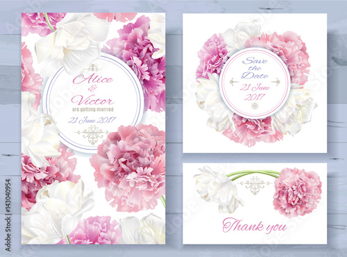 Peony invitations set