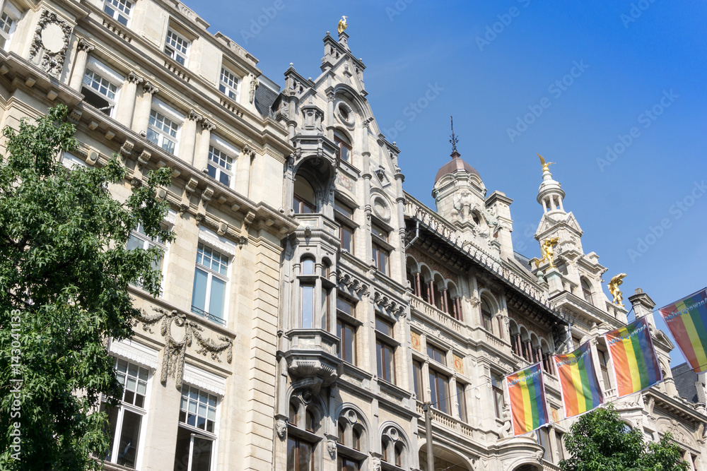 Fototapeta premium ANTWERP, BELGIUM - August 18, 2016. Beautiful street view of Old town in Antwerp, Belgium, has long been an important city in the Low Countries, both economically and culturally.