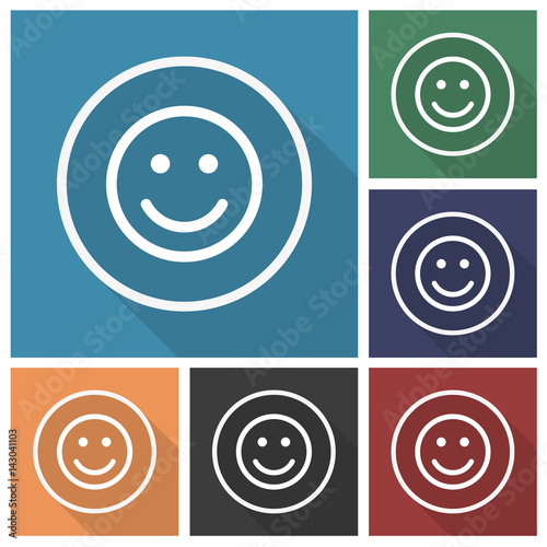 Button - Set - Schatten - Smiley glücklich