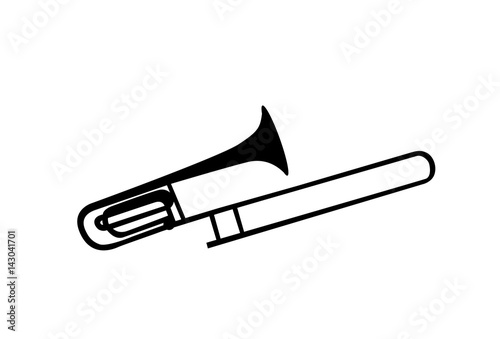 Brass Instrument Trombone, which Plays Jazz Music Direction. Vec
