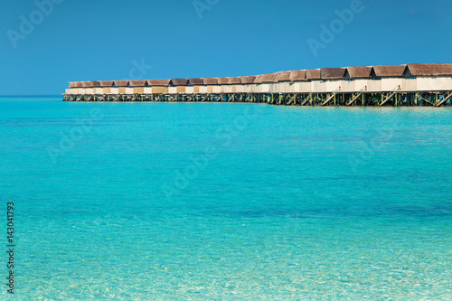 Water bungalows resort at islands. Indian Ocean  Maldives