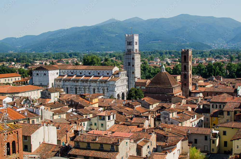 Panorama of Lucca with Lucca cathedral