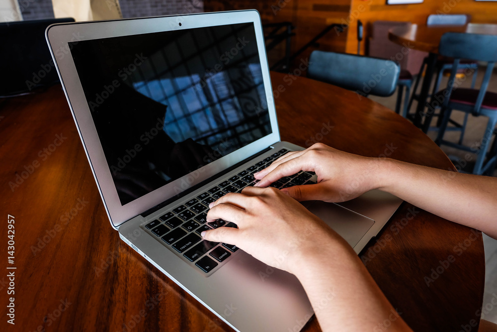 Woman office worker is typing keyboard Woman office worker is typing keyboard