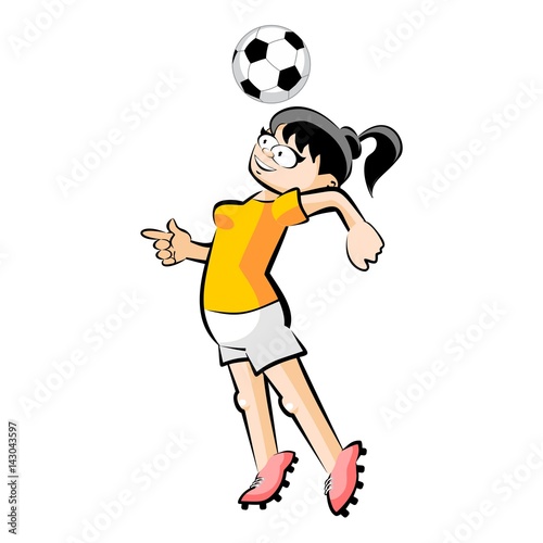 Female Soccer Player with Ball - Vector Cartoon isolated © MegaSitio Design