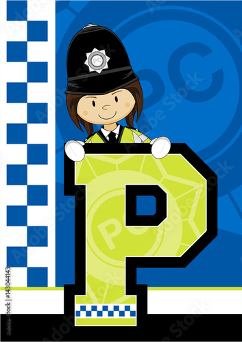 P is for Policeman Alphabet Learning Illustration