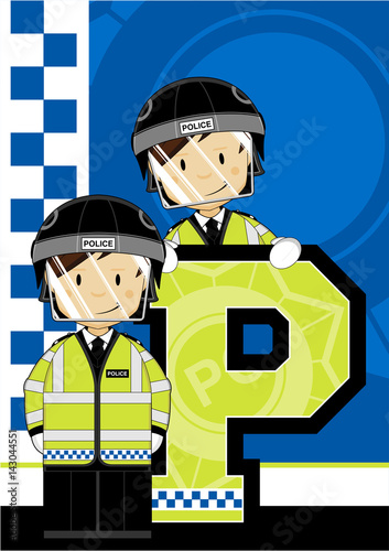 P is for Policeman Alphabet Learning Illustration
