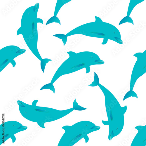 Seamless pattern with dolphins