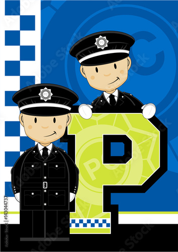 P is for Policeman Alphabet Learning Illustration