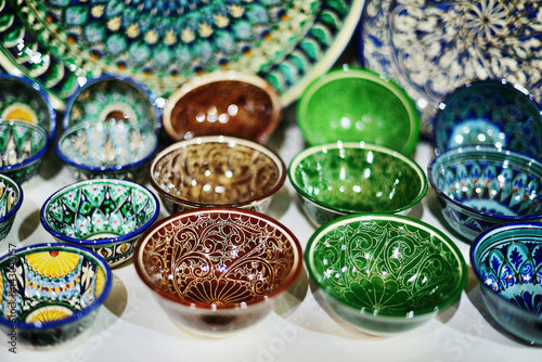 9 November 2013  traditional tableware  Shah-i-Zinda - UNESCO World Heritage  Samarkand  Uzbekistan