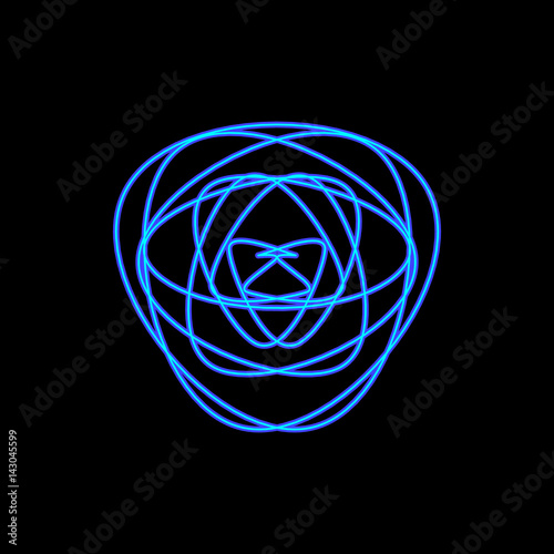 Abstract geometric shape of curved lines. Vector outline illustration.