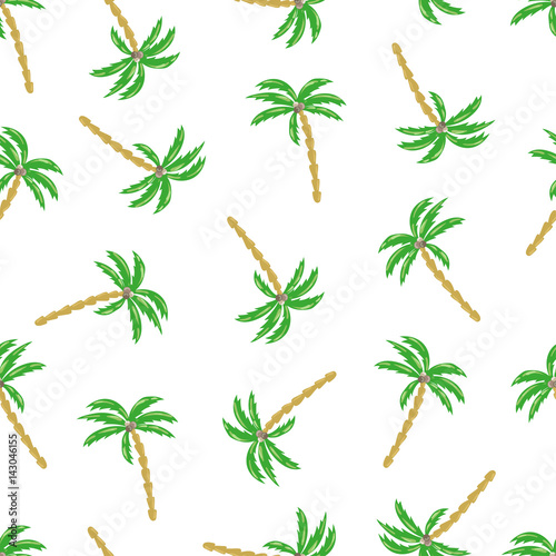 Seamless palm trees pattern. Vector illustration on a white background.