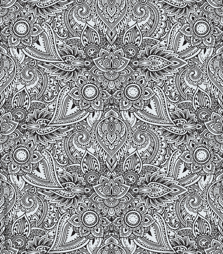 Vector seamless pattern with henna mehndi floral elements.