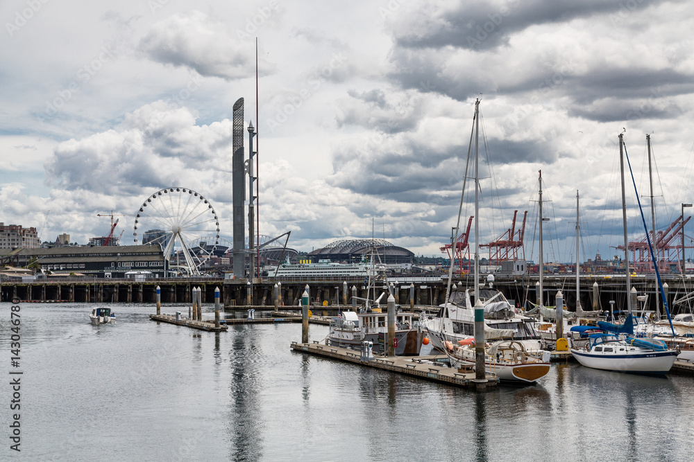 Seattle Harbor with Ferris Wheel