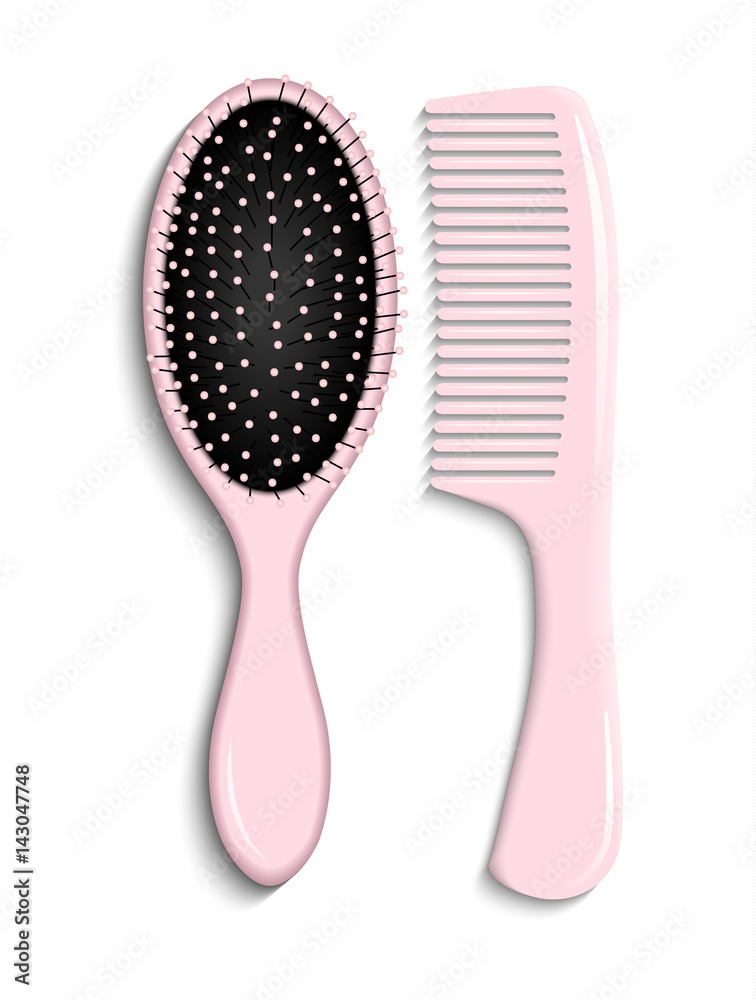Two pink combs on white background, illustration Two pink combs on white background, illustration