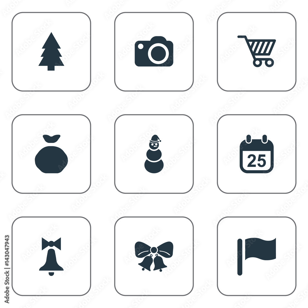 Vector Illustration Set Of Simple New Year Icons. Elements ...