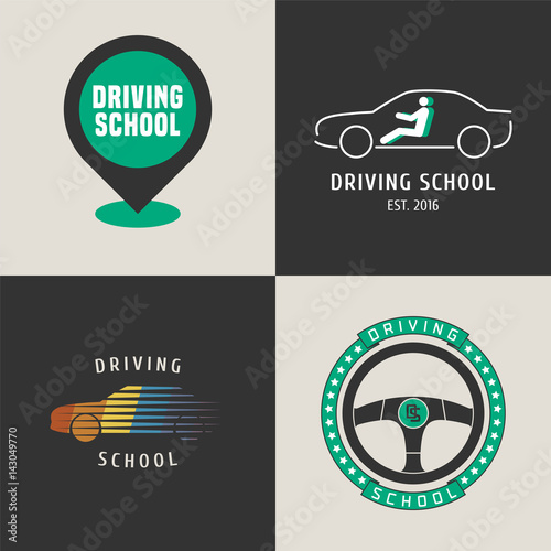 Set of driving school vector logo