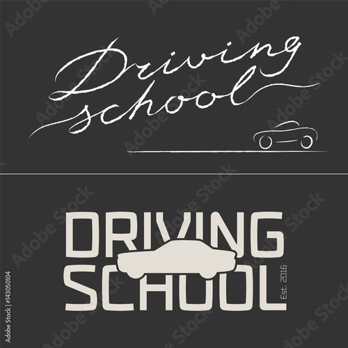Set of driving school vector logo, emblem
